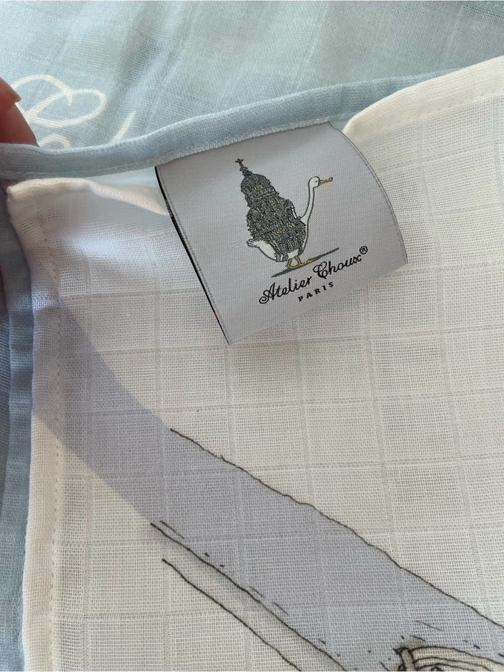 Atelier Choux Paris Blue Illustrated swaddle